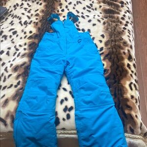 Lands' End Bright Turquoise Blue Overalls Insulated Winter Wear (snow pants)